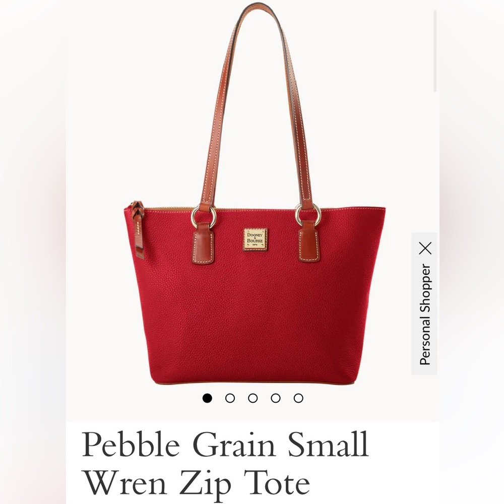 NWT Dooney & Bourke Red Pebble Grain Small Wren Zip Tote